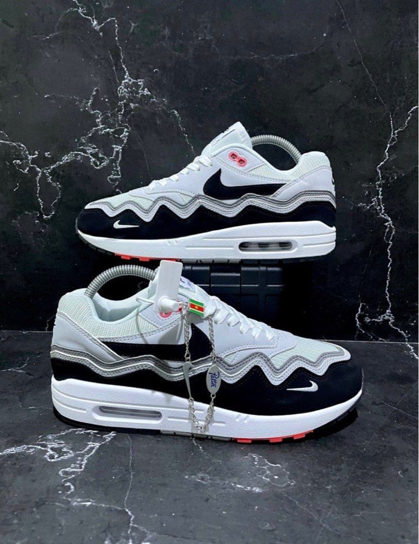 Nike Air Max 1 Patta White Black Wave made in Vietnam size US 8.5 42 insole  26.5cm