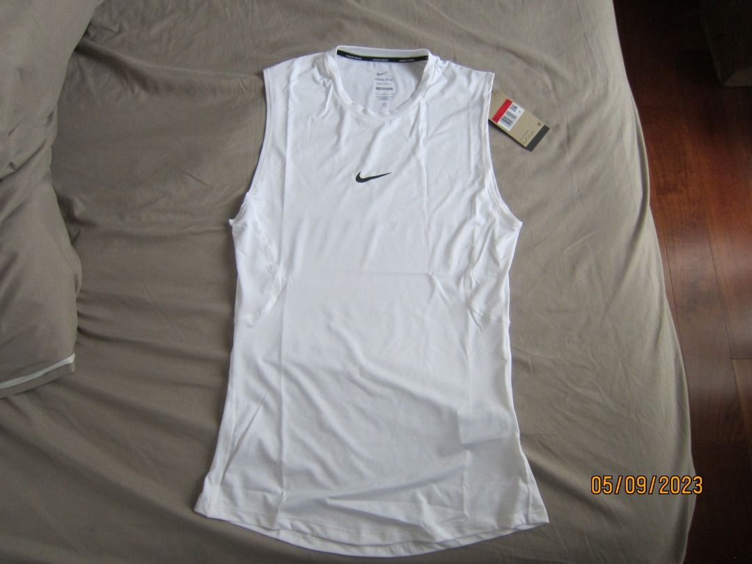 Nike Pro Compression Sleeveless Top- White, Nike Compression Tank Top Mens
