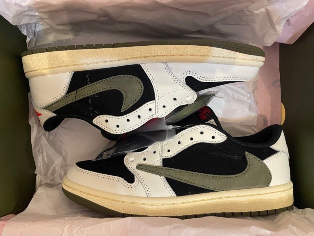 NIKE WMNS Air Jordan 1 Low Og Sp Travis Scott Olive US 8, 男裝, 鞋