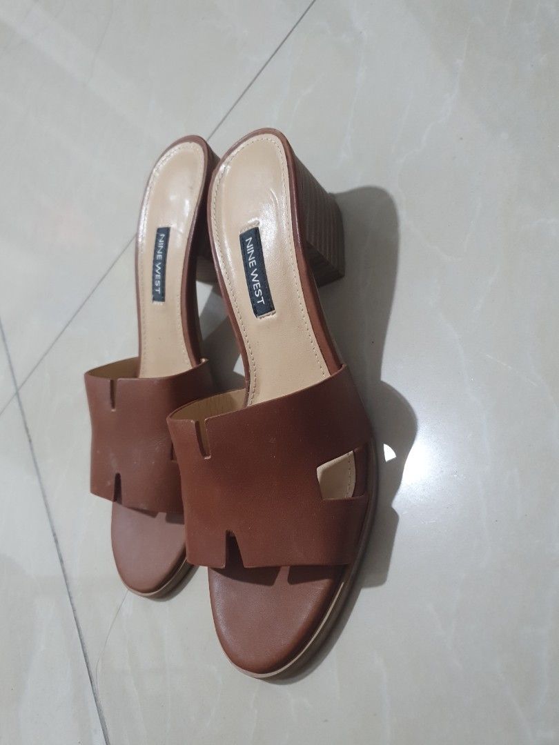 Nine West Brown Leather Women s Fashion Footwear Heels on Carousell