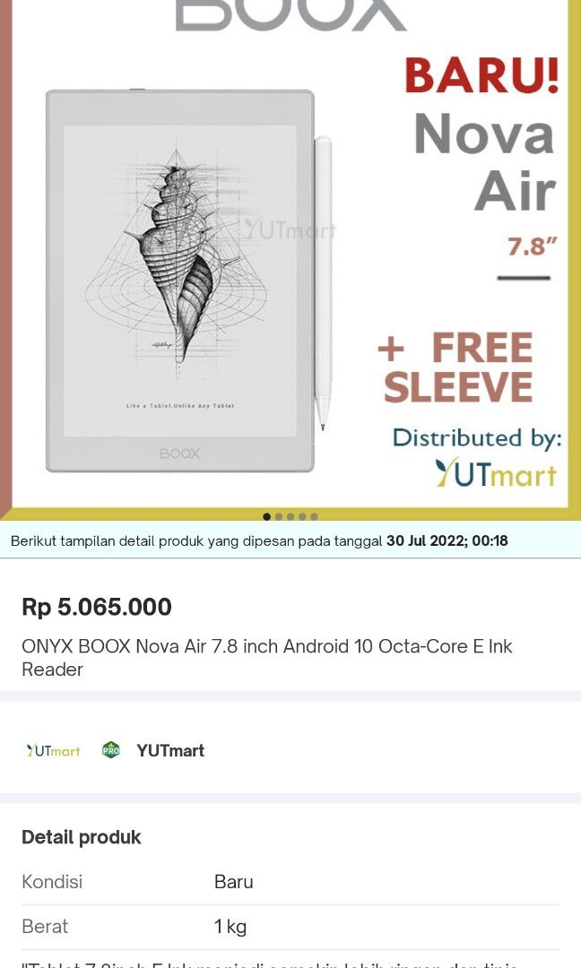 PRELOVED] ONYX BOOX Nova Air 2 - 7.8 inch Android 11 Octa-Core E ...