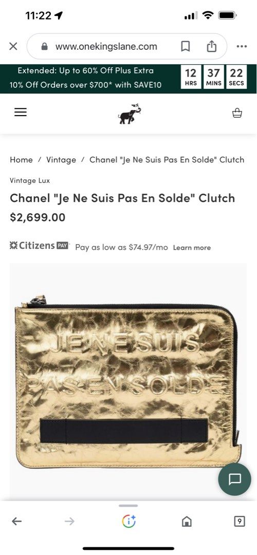 Chanel Je Ne Suis Pas En Solde Clutch