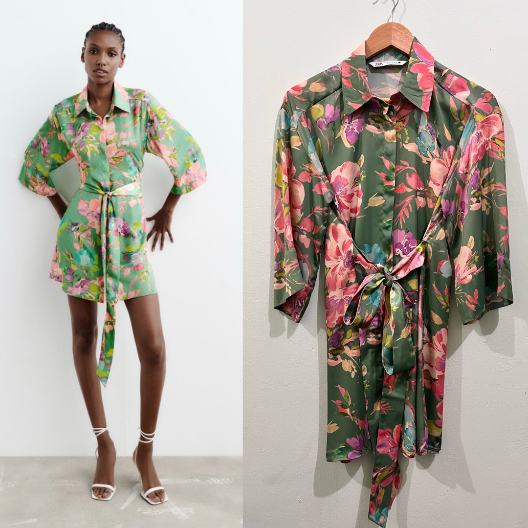 Satin shirt online dress zara