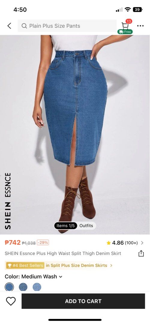 Plus size long denim skirts 50 discount