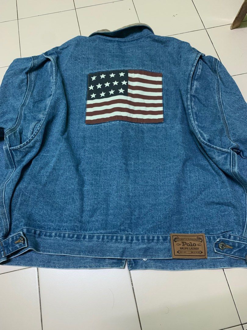 Polo jean jacket with sales american flag