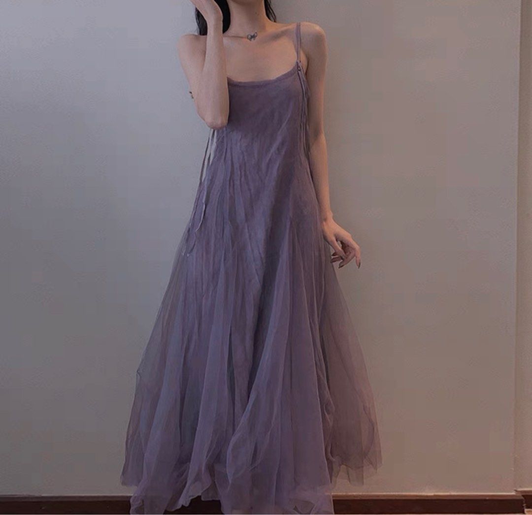 Purple flare hotsell dress
