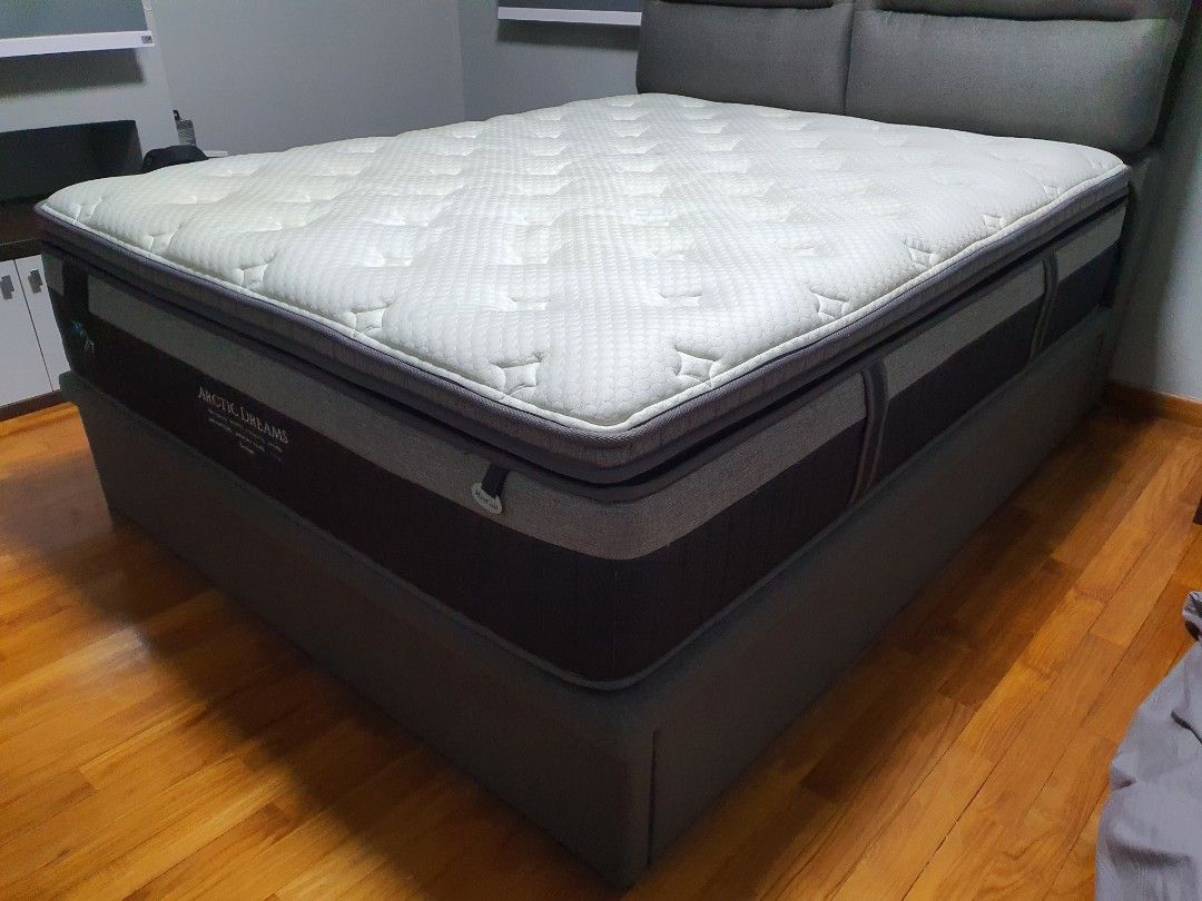 King Koil Queen size storage bed with Maxcoil mattress, Furniture ...