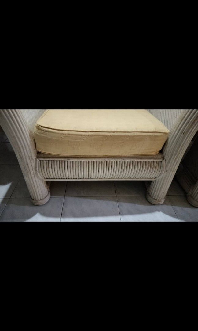 Solid Rattan sofa (Category: Chairs) located in Seri Kembangan. Submitted by refcom (Listing ID 1253166234, Image 3). Description: Solid Rattan Sofa's Can Repaint your self size . 32W" x 34"D x 30" h buy 2 nos rm 400 new cushion . collect at Taman puncak Jalil.