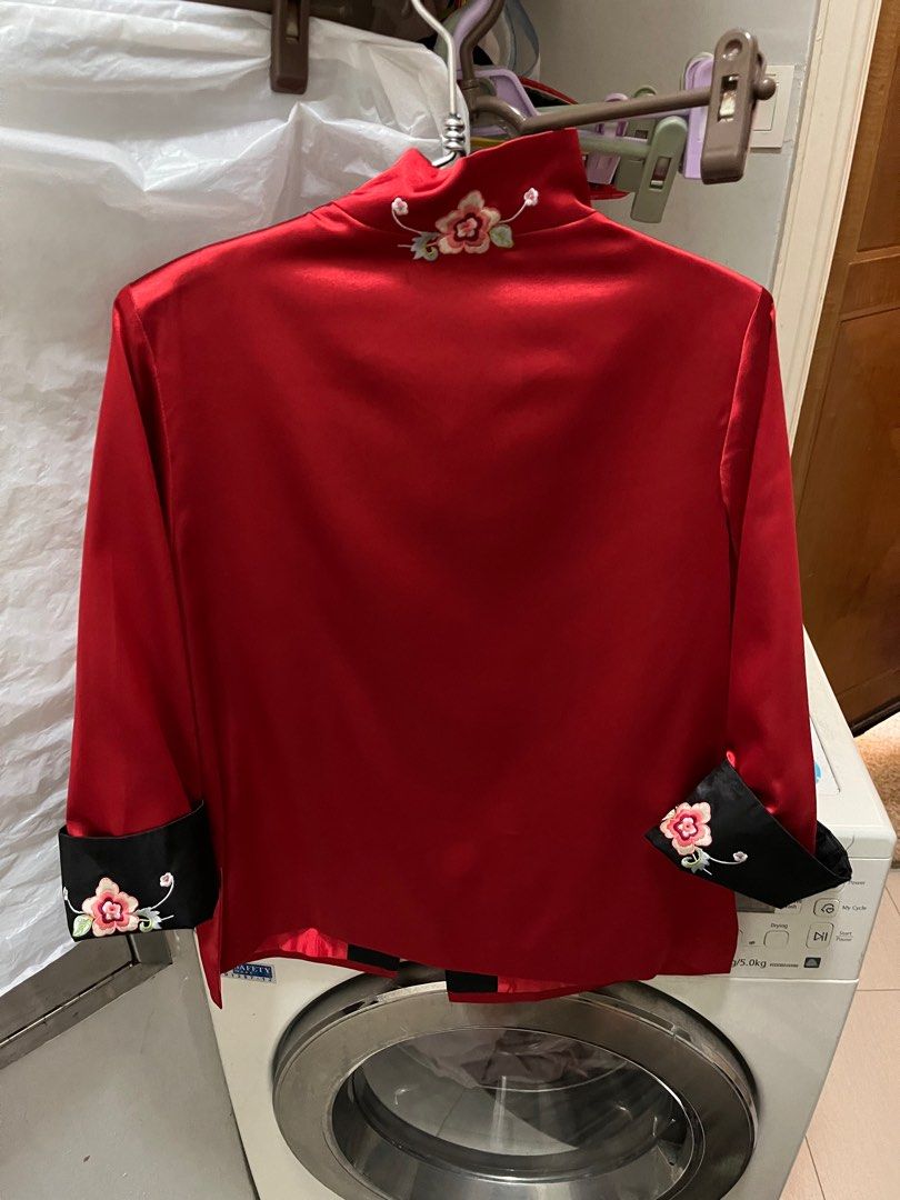Red silk jacket sale