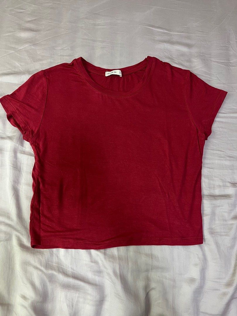 Plain red crop top hot sale