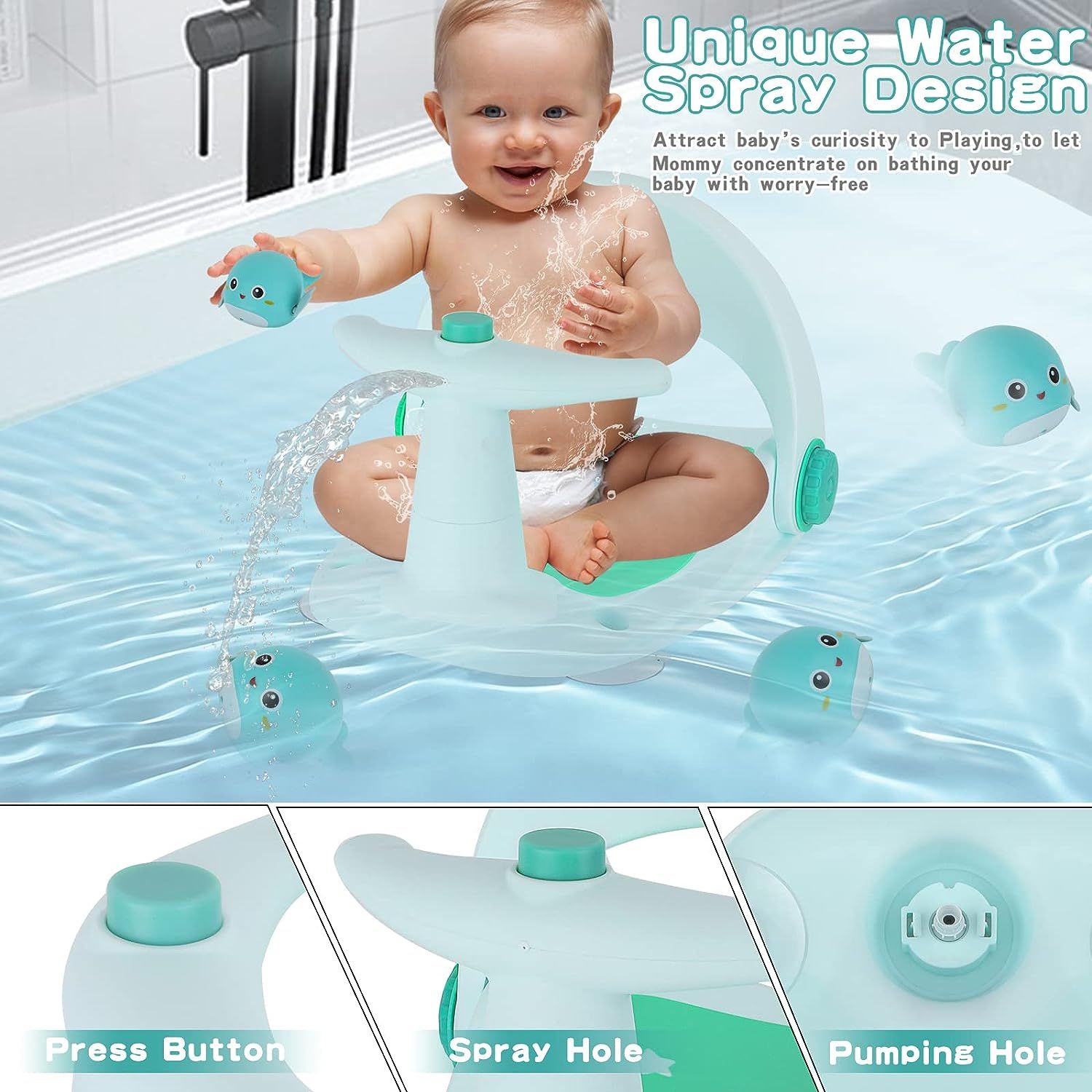 Baby bathtub ring seat with suction cups top
