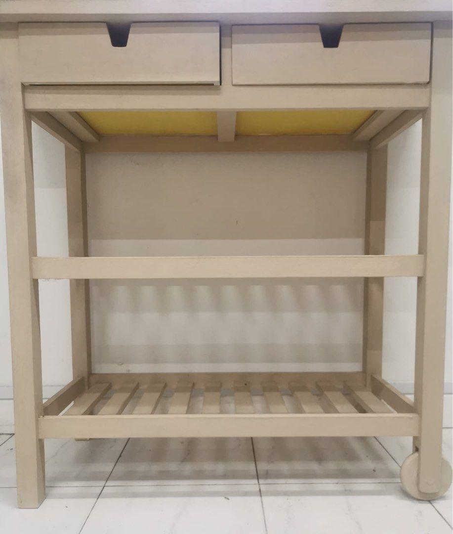 Rustic Kitchen Island/Trolley with pop of colour, Furniture & Home