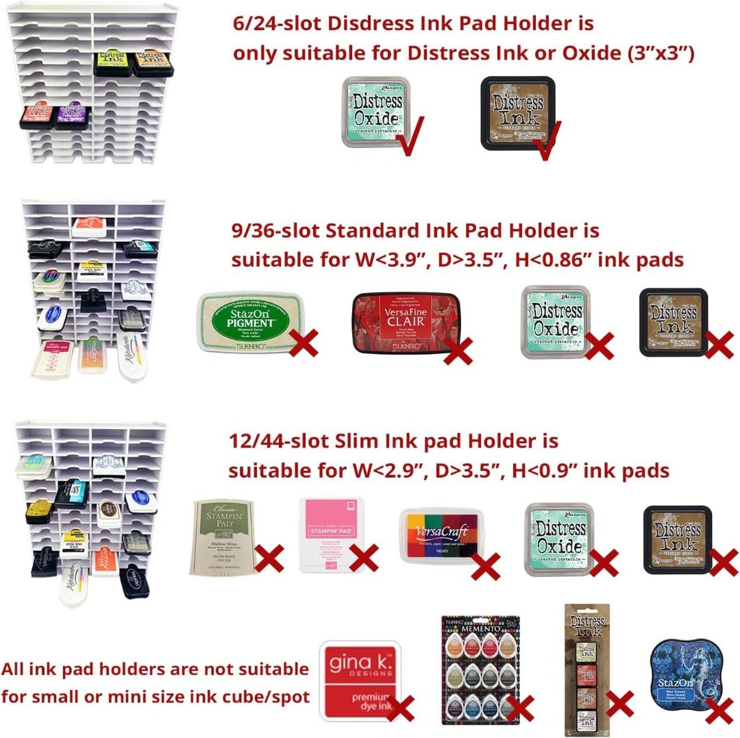 Sanfurney 36 Slots Ink Pad Holder and Stamp Pad Storage Organizer for  Stampin Up or Ranger Ink Pads Tray Rack