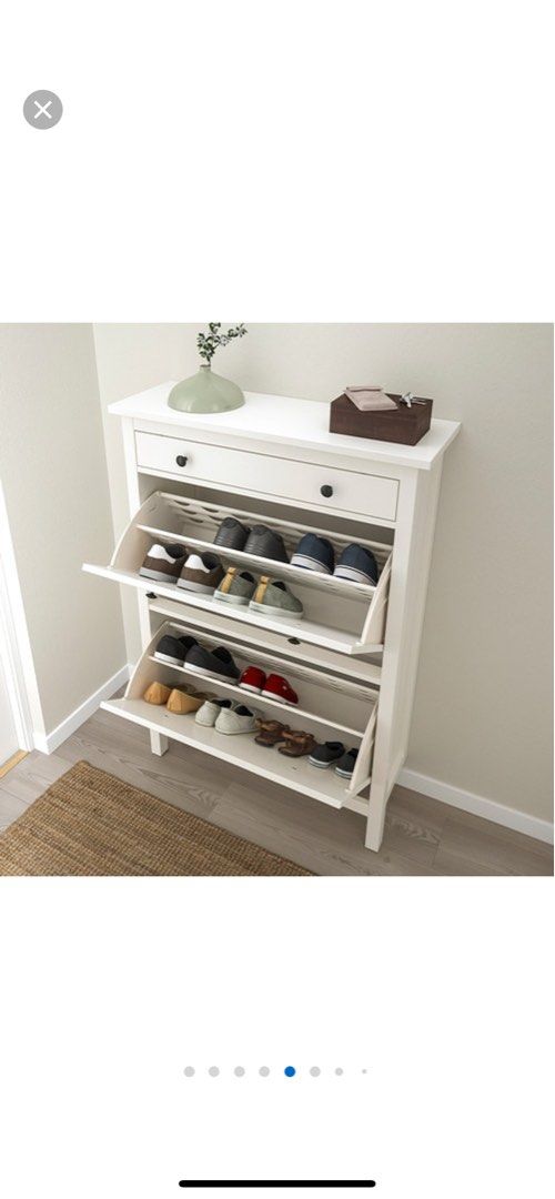 HEMNES Shoe cabinet with 4 compartments, white, 42 1/8x39 3/4 - IKEA