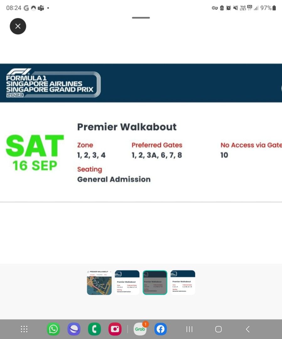 Singapore Formula 1, 3 day premier walkabout tickets, Tickets & Vouchers, Event Tickets on Carousell