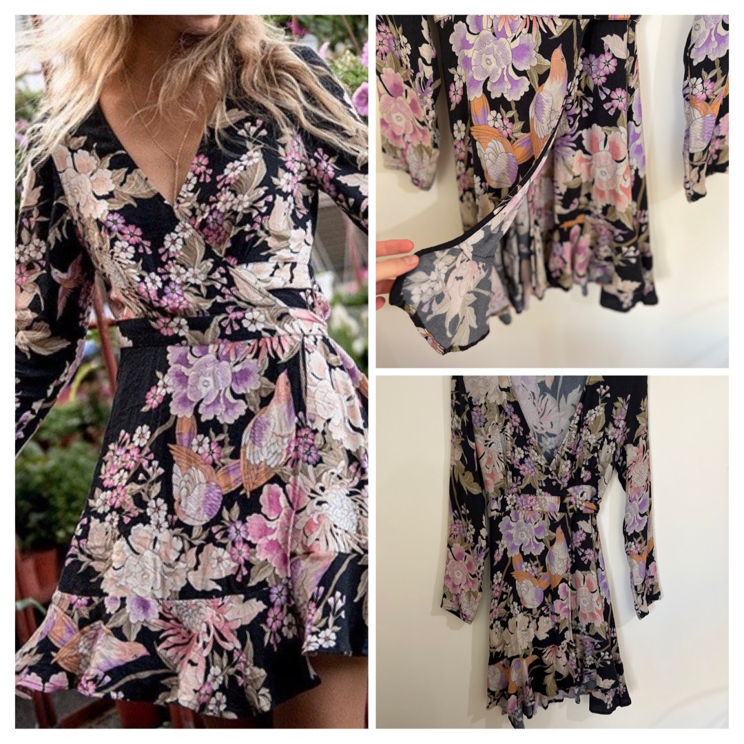 Spell and the Gypsy Blue Skies Wrap Mini Dress Women s Fashion