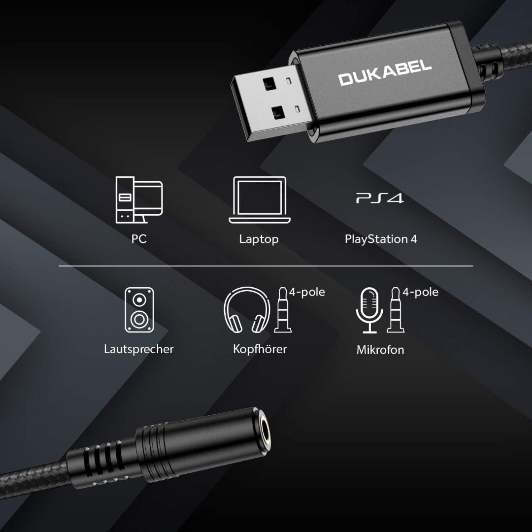 Kabel USB to 3.5mm Jack Audio Adapter 50CM TRRS 4 pole Mic