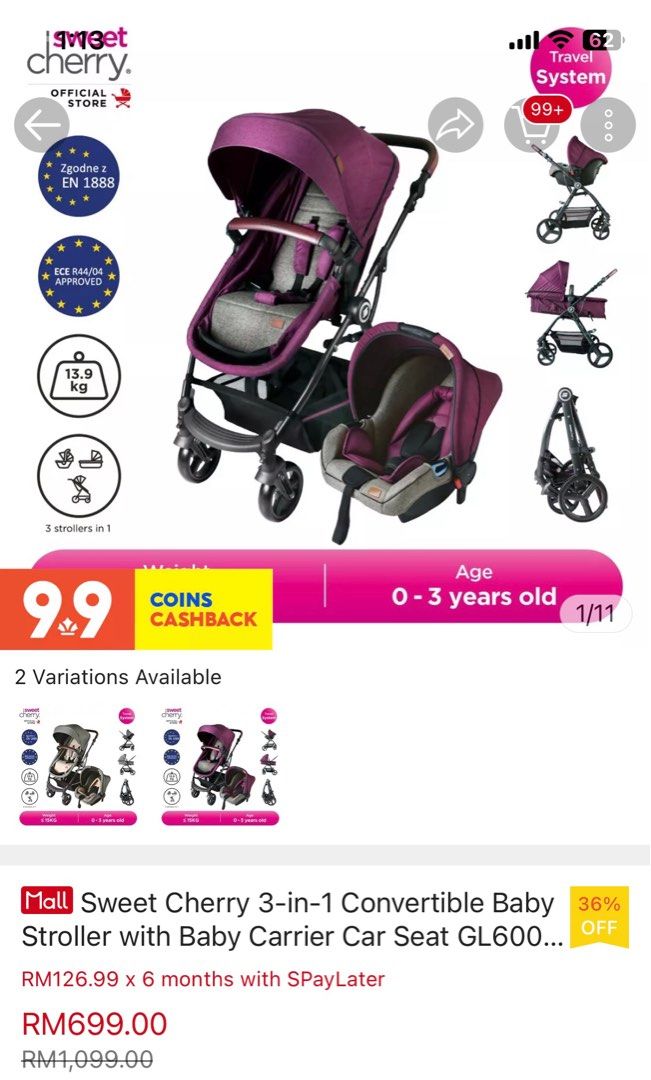 Sweet cherry clearance travel stroller