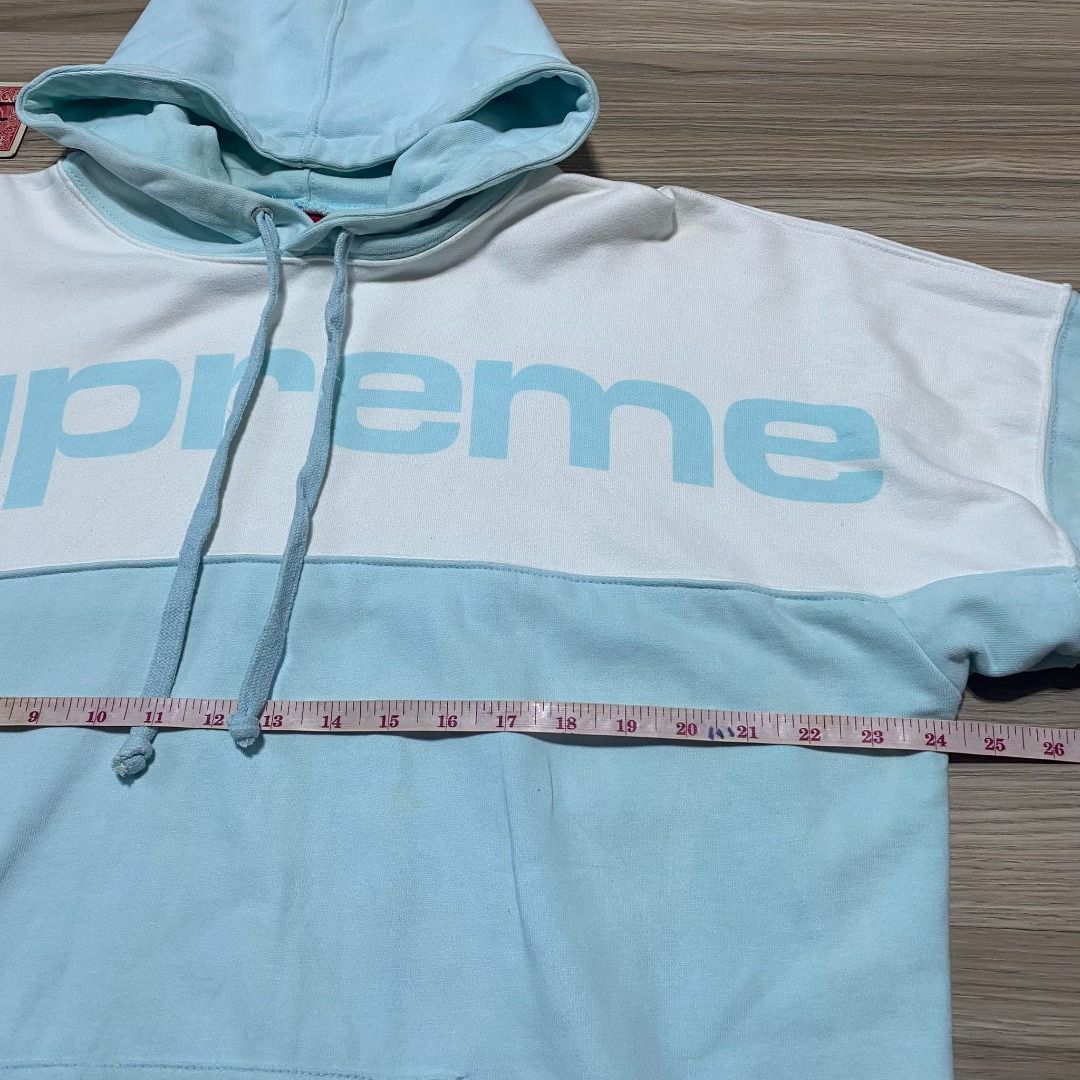 Supreme blocked hoodie ice blue cheap