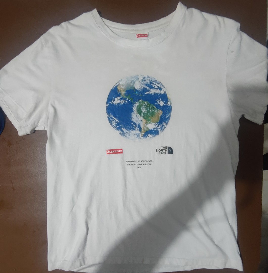 Supreme x The North Face one world tee, Men's Fashion, Tops