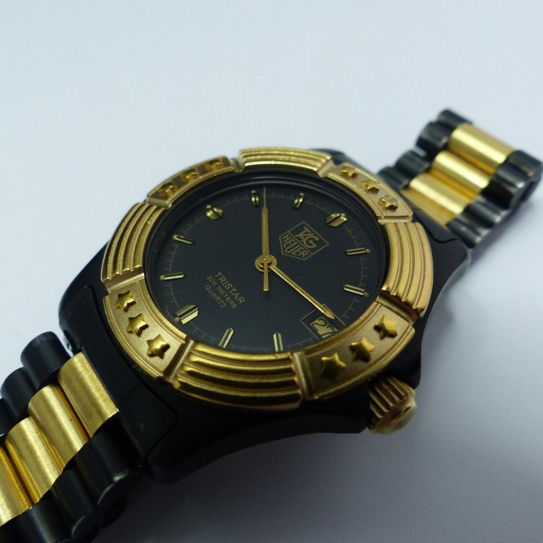 Tag Heuer Tristar 200m diver black gold 956.313 mid size quartz