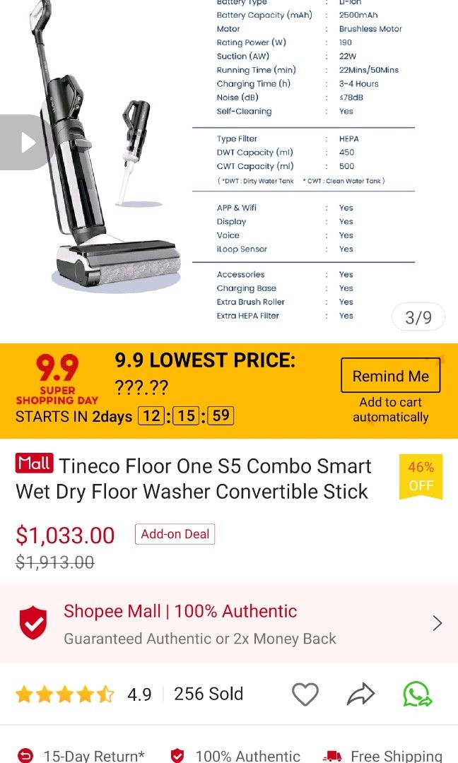 Tineco S5 Floor one Combo Series Smart Cordless and Washer Instruction  Manual