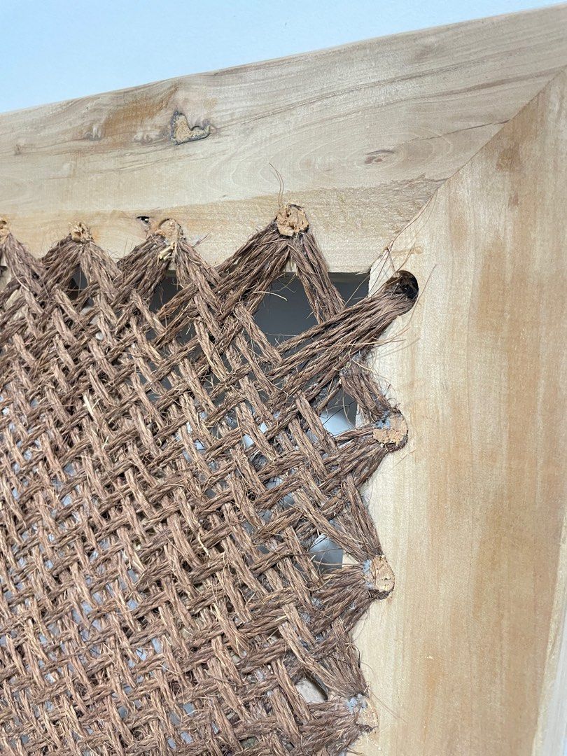 Traditional 100 hand made wooden bed frame strung with crisscross coir