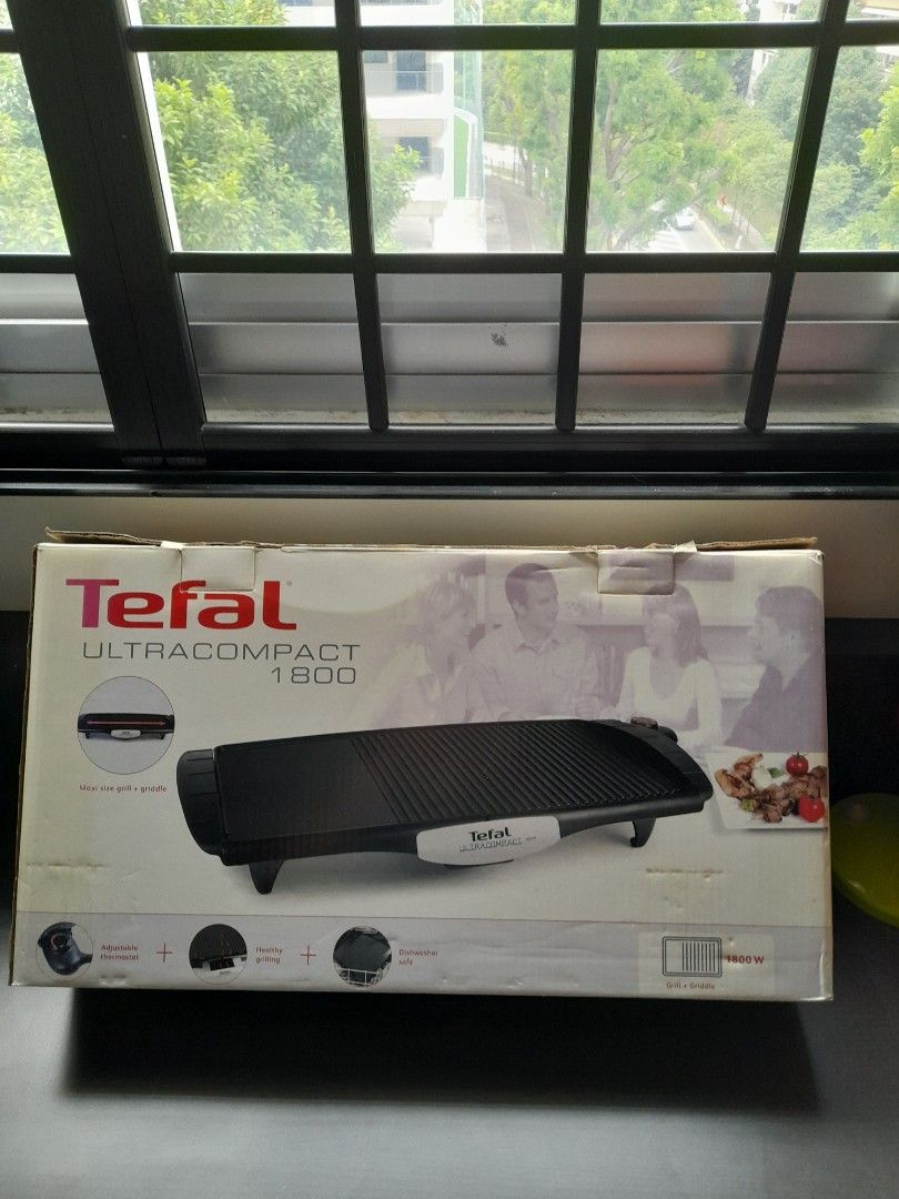 Used Tefal Ultra Compact 1800 Grill + Griddle, Furniture & Home Living