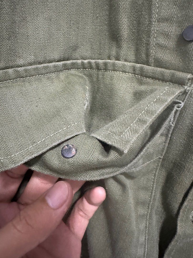 Vintage 40s WW2 US Army HBT Jacket Shirt 13 Star Gas Flap Size 36R