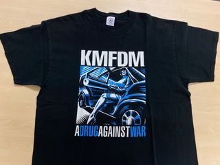 VINTAGE 90s KMFDM A DRUG AGAINST WAR  ALBUM ANGST (1993) BAND  TSHIRT