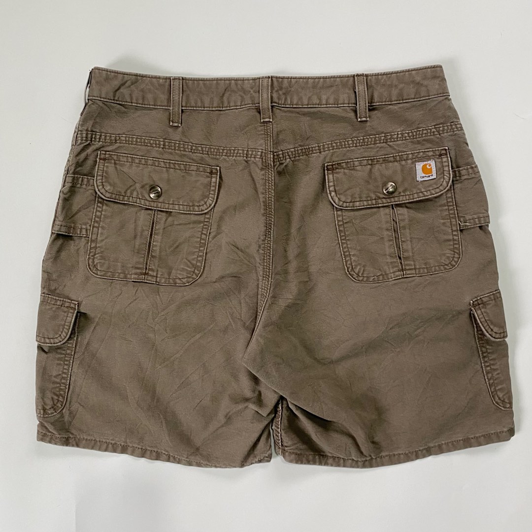 2000'S Carhartt Duck Cargo Shorts, Men's, Size W35 cotton beige type brown Vintage Second Hand