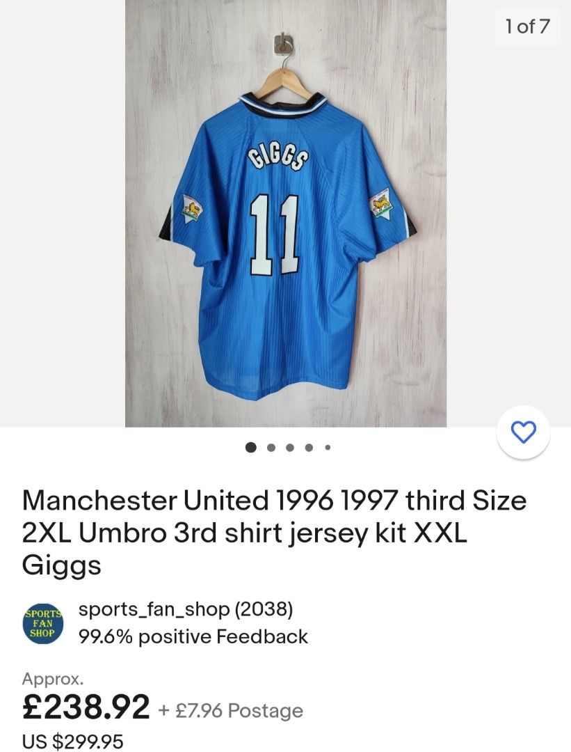 VINTAGE RETRO UMBRO MANCHESTER UNITED F.C THIRD KIT | # 11 Ryan Giggs ...