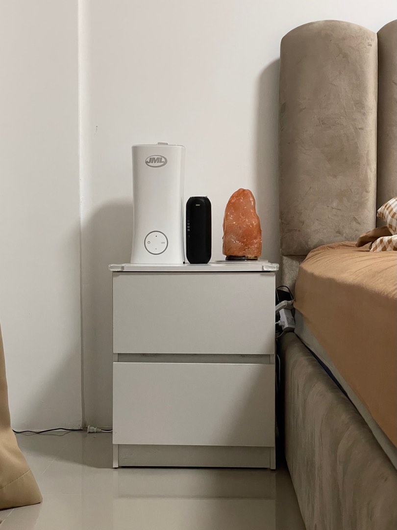 White Wooden DrawerType Side Table on Carousell