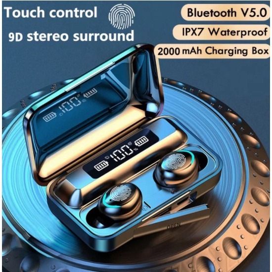 Bluetooth 5.0 wireless earbuds f9 new arrivals touch ipx8 waterproof charging box hifi