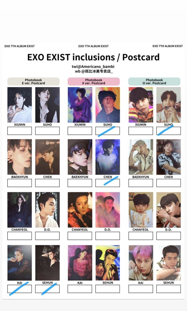 WTS EXO EXIST Inclusions/Postcard, Hobbies & Toys, Memorabilia