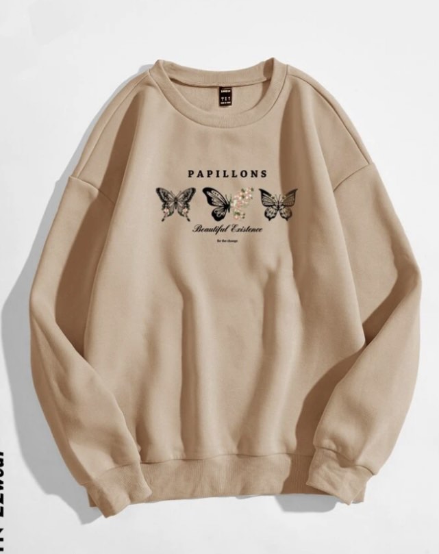 Butterfly & letter hotsell embroidered drop shoulder sweatshirt