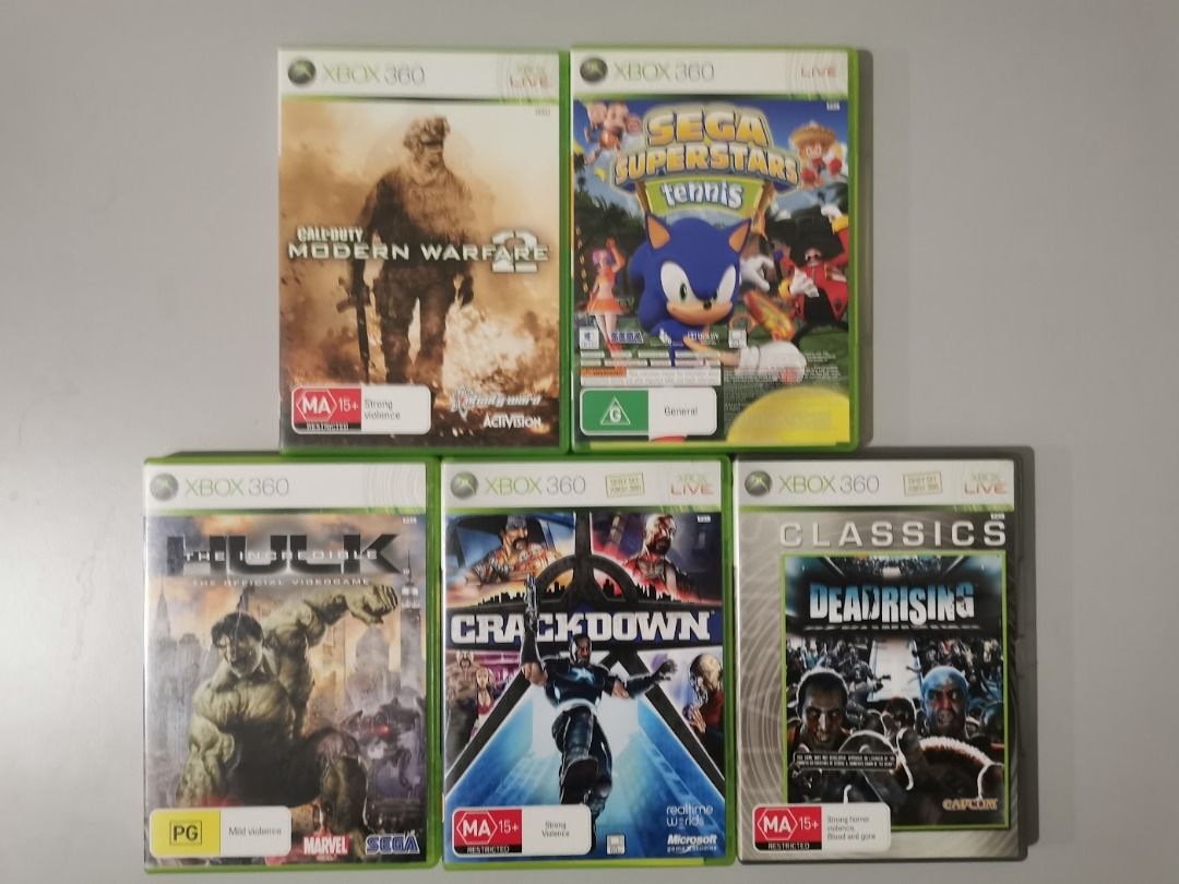 XBOX 360 Pre-loved Games - Sega Superstar Tennis, Crackdown, Dead Rising,  The Incredible Hulk, CoD: Modern Warfare 2, Video Gaming, Video Games, Xbox  on Carousell