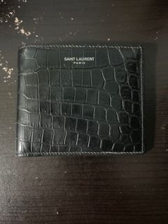 Saint Laurent Tiny Cassandre Continental Wallet In Crocodile-Embossed Matte Leather - Black - Men