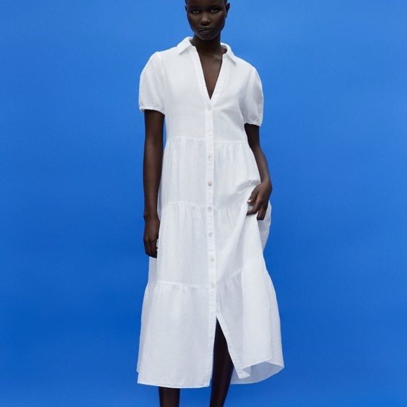 Zara white button dress hotsell
