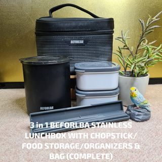3 in 1 BEFORLBA STAINLESS LUNCHBOX WITH CHOPSTICK/FOOD STORAGE/ORGANIZERS & BAG (COMPLETE)
