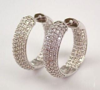 3ct Round cut VVs1 D Diamond Huggie Hoop women Earrings 14k white gold