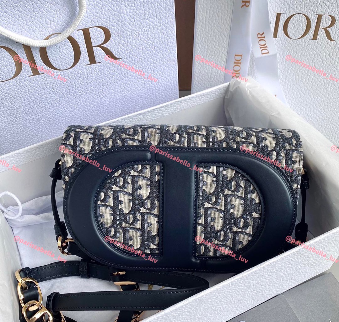 CD Signature Bag with Strap Blue Dior Oblique Jacquard