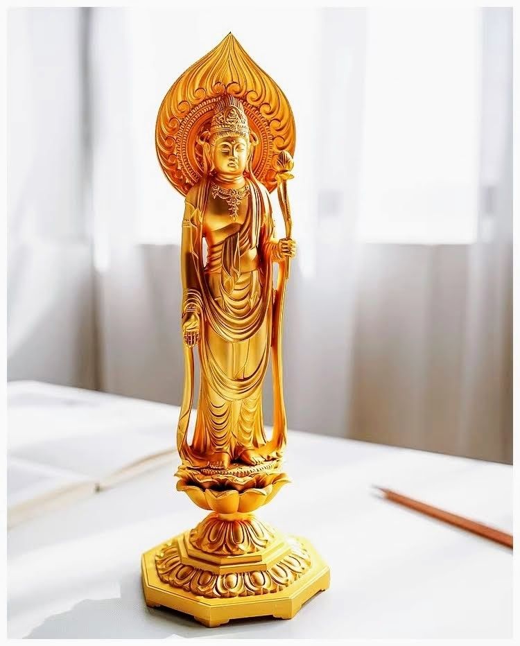 仏像 弥勒菩薩 合金製 にいろ 高さ29.5×幅11.7×奥行16.5cm