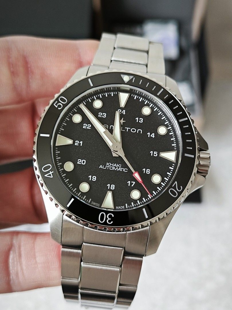 瑞士Hamilton Khaki Diver 300m 黑面潛水錶, 80小時備用, 名牌, 手錶