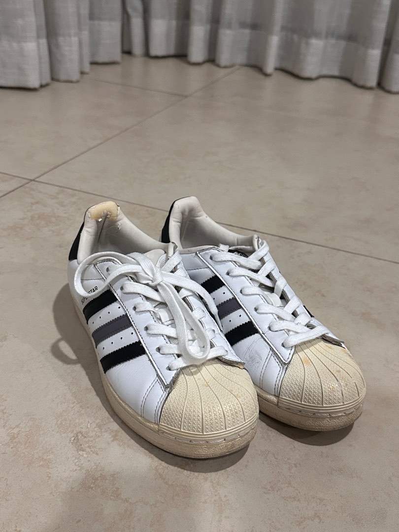 Adidas Classic Superstar Black/Gray Stripes on Carousell