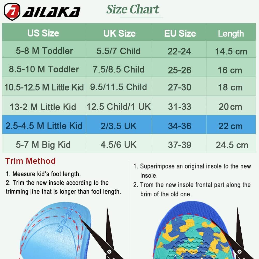 Kids Arch Support Shoe Insert Ailaka Kids Orthotic Cushioning Arch Support Shoe Insoles, Children Pu Foam Inserts For Flat Feet, Plantar Fasciitis, Feet Heel Pain Relief Blue Plantar Fasciitis Relief