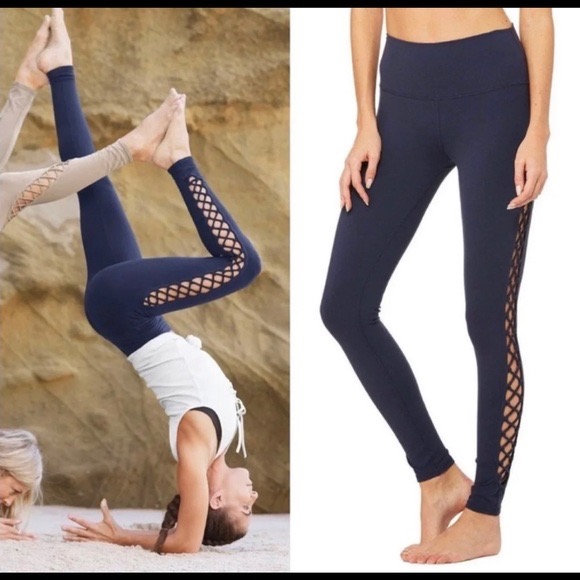 Alo Yoga Women's Interlace Legging- White- Size Medium