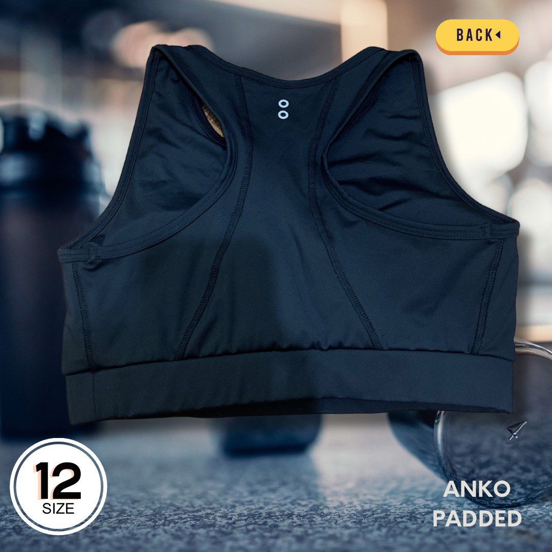 ANKO Size 8 Black Activewear Crop Top Bra