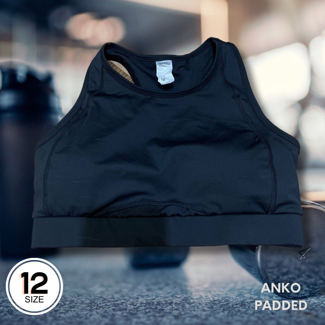 ANKO Size 8 Black Activewear Crop Top Bra  Black activewear, Crop top bra,  Active wear