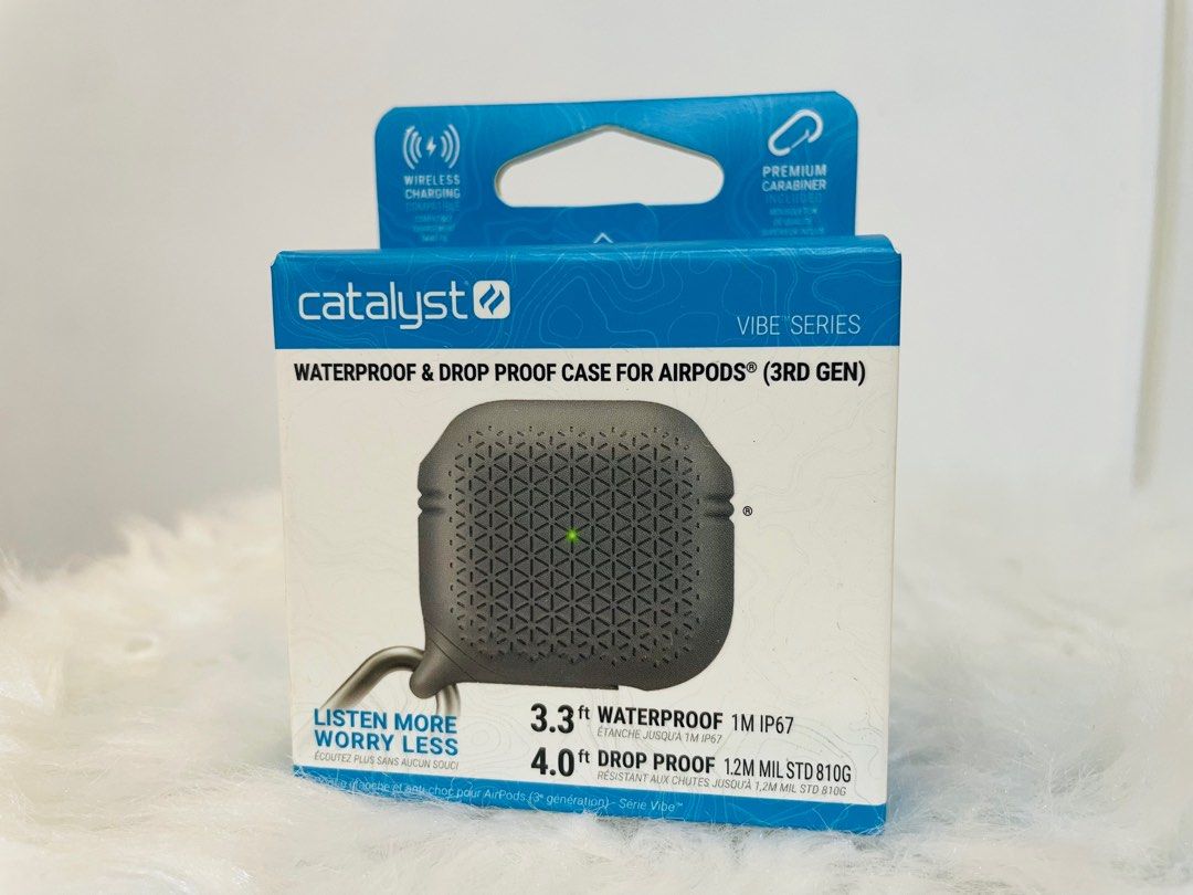 Apple airpod case (gen 3) catalyst (Category: Headphones & Headsets) located in Makati City. Submitted by tomypom (Listing ID 1253377563, Image 1). Description: Authentic catalyst case Color: battleship gray Airpods 3rd generation Waterproof IP67 1meter Drop proof 4ft On sale!!! 999 pesos only! .